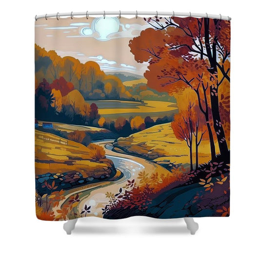 Fall Evening Landscape - Shower Curtain