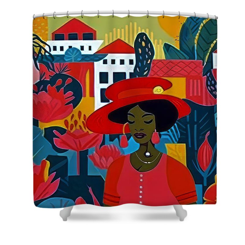 Lady in Red - Shower Curtain