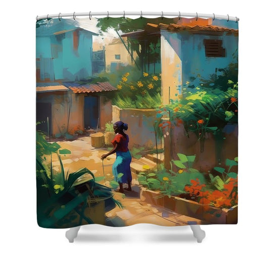 Village Garden - Shower Curtain